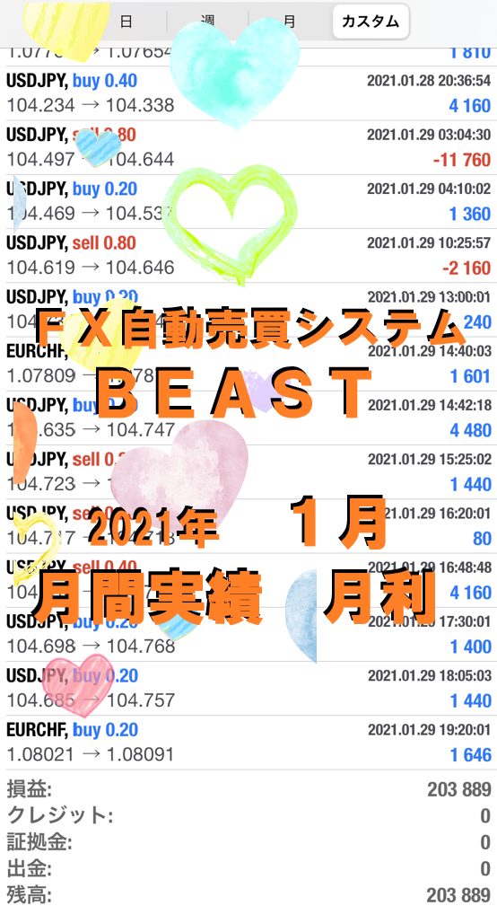 Beast2 ビースト2 WOLF2 ウルフ2 2021/01 月間報告